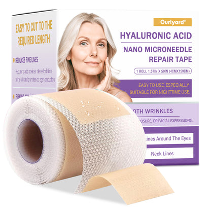 ✅Official Store | Ourlyard® Hyaluronic Acid Nano Microneedle Repair Tape 🦘❤️(Repairs wrinkles, fine lines, skin laxity, etc., suitable for multiple areas such as the face, hands, abdomen, legs – 1.6 inch x 59 inch roll)