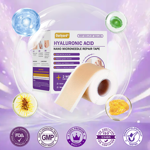✅ FDA Approved | Ourlyard® Hyaluronic Acid Nano Microneedle Repair Tape🗽🩵 (Effective in fading various types of scars, including surgical scars, burn scars, acne scars, and stretch marks, while improving uneven skin tone and skin imperfections.)