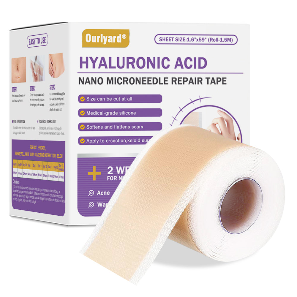 ✅ FDA Approved | Ourlyard® Hyaluronic Acid Nano Microneedle Repair Tape🗽✨(Effective in fading various types of scars, including surgical scars, burn scars, acne scars, and stretch marks, while improving uneven skin tone and skin imperfections.)