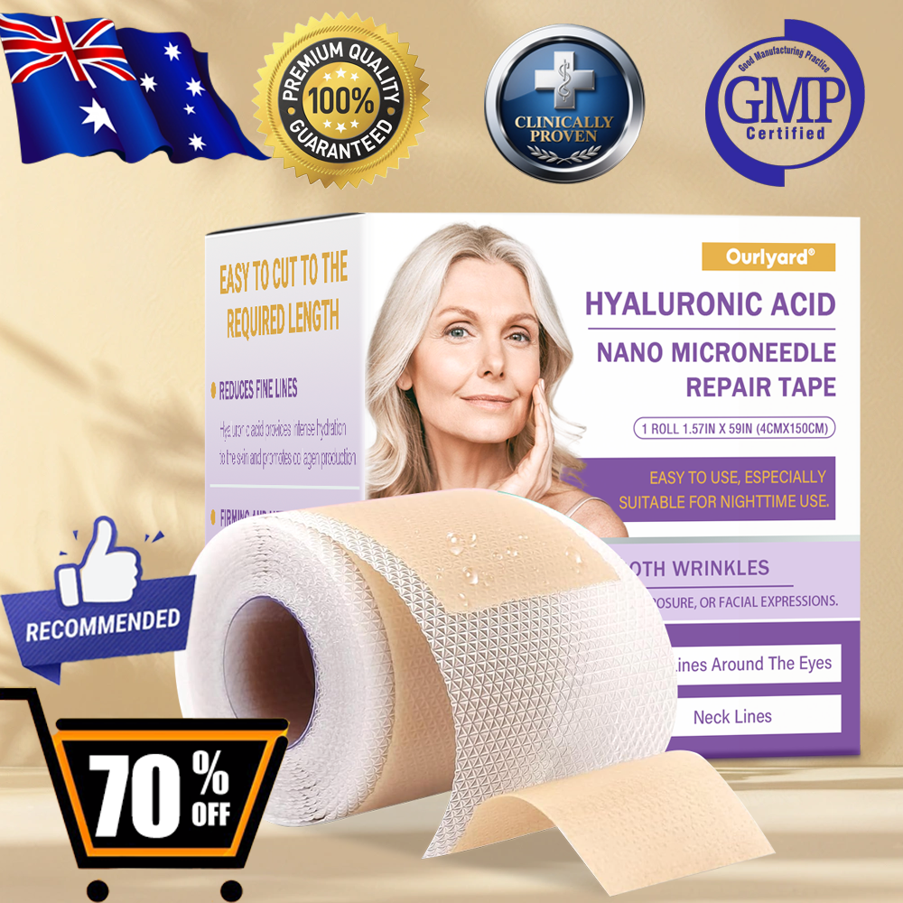 ✅Official Store | Ourlyard® Hyaluronic Acid Nano Microneedle Repair Tape 🦘❤️(Repairs wrinkles, fine lines, skin laxity, etc., suitable for multiple areas such as the face, hands, abdomen, legs – 1.6 inch x 59 inch roll)
